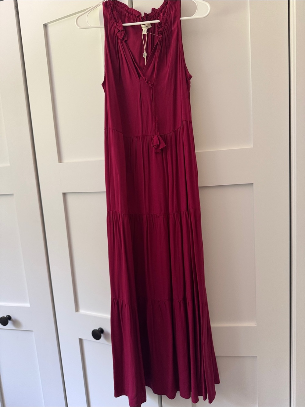 Max Studio Sleeveless Tiered Maxi Dress in Berry
